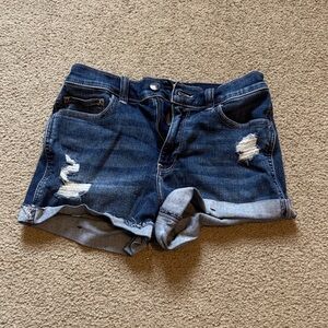 Hollister Blue Distressed High Rise Shortie Short